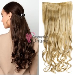 Extensie de par cu 5 Clips On delux ondulata de 62 cm Blond Deschis Mixt 39955